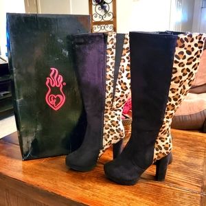 Torrid Zoe Black/Leopard size 9 Boots